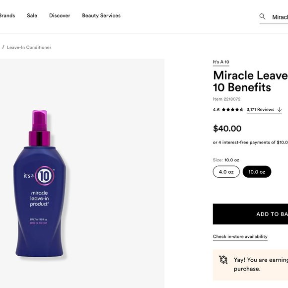 BRAND NEW It's a 10 Miracle Leave-In Product + BONUS Travel Size (used) - Picture 6 of 6